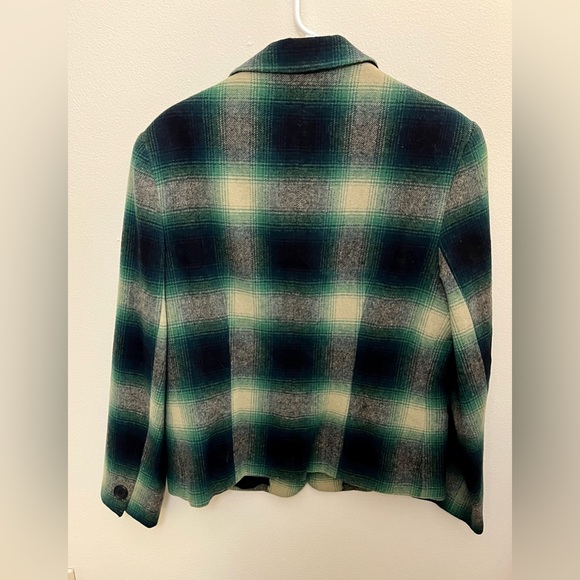 Vintage Plaid Wool Cashmere Limited America Women’s Two Button Blazer Size 12 - Picture 2 of 3